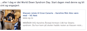 Skjermdump av deling av saken på facebook