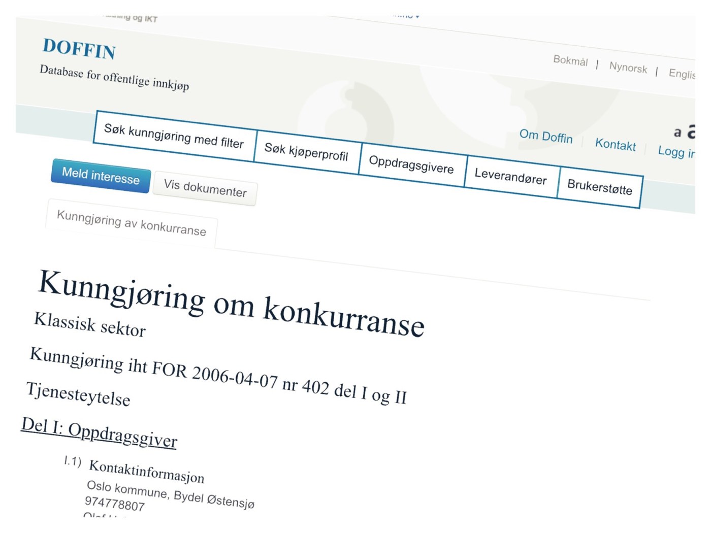 Bilde av kunngjøringen