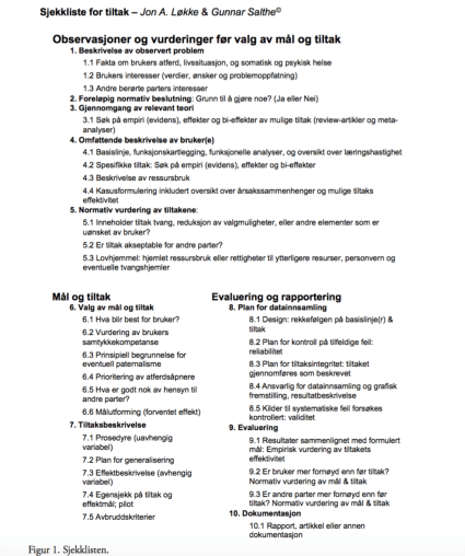 Sjekkliste for målrettet tiltaksarbeid: fra normative og deskriptive premisser til tiltak og evaluering