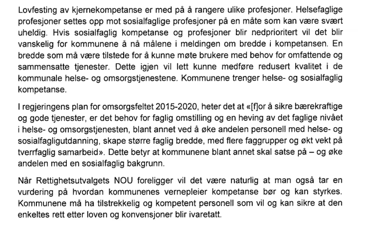 Bilde fra NFU sin høringsuttalelse