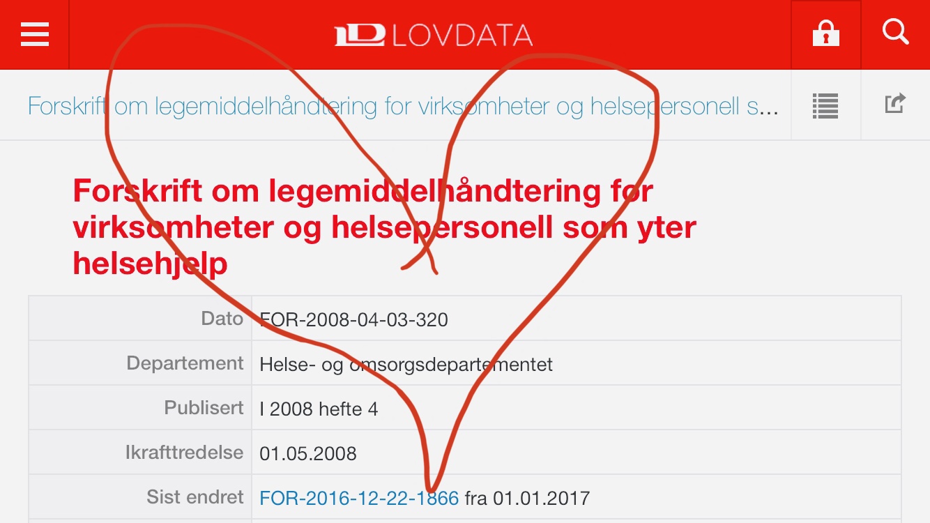 Bilde av forskriften med hjerte på